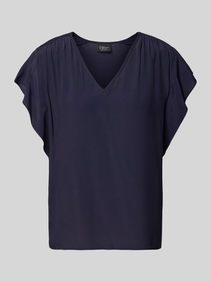 s.Oliver BLACK LABEL Regular fit blouseshirt van pure viscose Marineblauw - 2