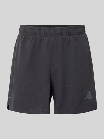 Produktfoto, Regular Fit Sport-Shorts mit Logo-Print von adidas Training in Optik: Unifarben, elastischer Bundabschluss, schnelltrocknend, Funktion: schweißableitend, Verschluss: Tunnelzug, seitliche Reißverschlusstasche.