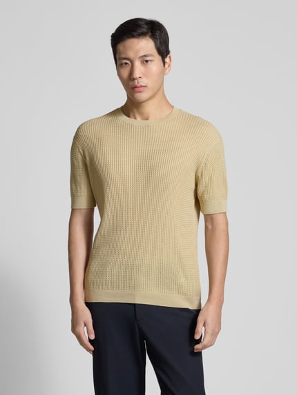 Emporio Armani Slim Fit T-Shirt mit Seiden-Anteil in Strick-Optik Offwhite 4