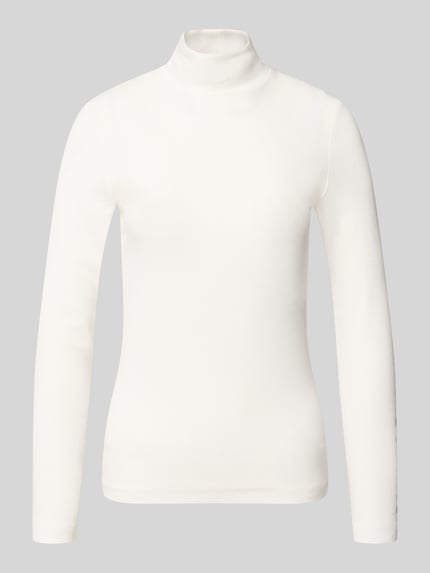 Produktfoto, Langarmshirt mit Rollkragen von MARC O'POLO in Uni-Optik, weiß, glatte Textur, abgerundeter Rumpfabschluss
