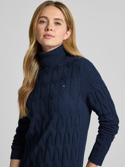 Tommy Hilfiger Sukienka o lejącym kroju z dzianiny z mieszanki wełny Granatowy 3
