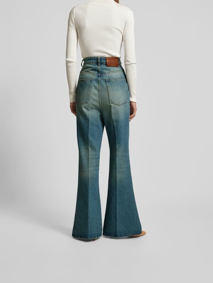 Victoria Beckham Jeansy o rozkloszowanym kroju z 5 kieszeni Jeansowy niebieski 5
