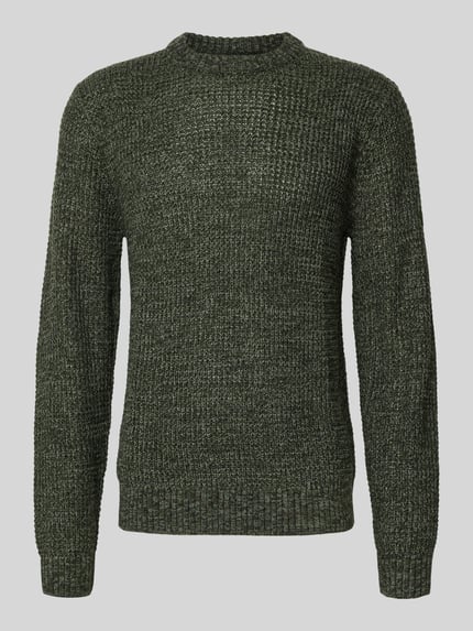 JACK & JONES Strickpullover mit gerippten Abschlüssen Modell 'LINK' Oliv Melange 2