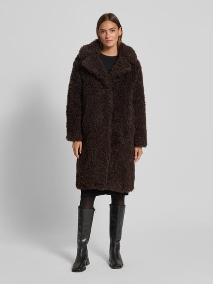 Rich & Royal Mantel aus Teddyfell mit Reverskragen Dunkelbraun 4