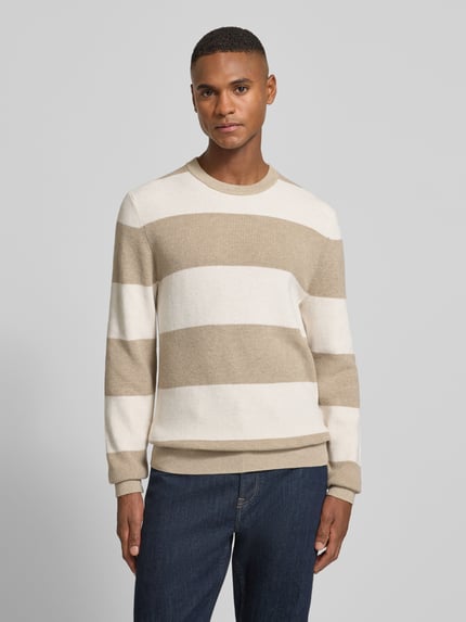 MCNEAL Strickpullover mit Streifenmuster und Rundhalsausschnitt Mud Melange 4