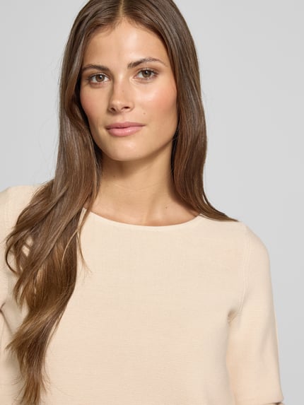 Christian Berg Woman Regular Fit Longsleeve aus reiner Baumwolle in Strick-Optik Stein 3