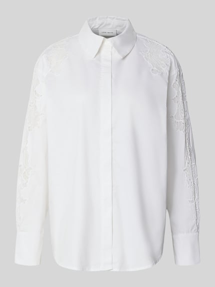 Produktfoto, blouse met kant en overhemdkraag Model 'SHIRLEY' van Cph Muse, puur katoen, regular fit, knoopsluiting, sportmanchet