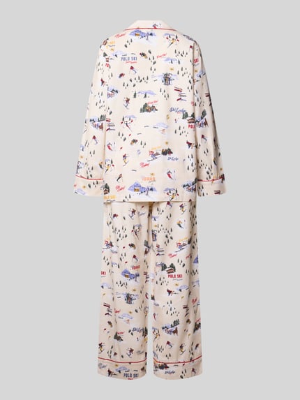 Polo Ralph Lauren Pyjama-Set mit Schleifen-Detail im 2-teiligen Set Offwhite 3