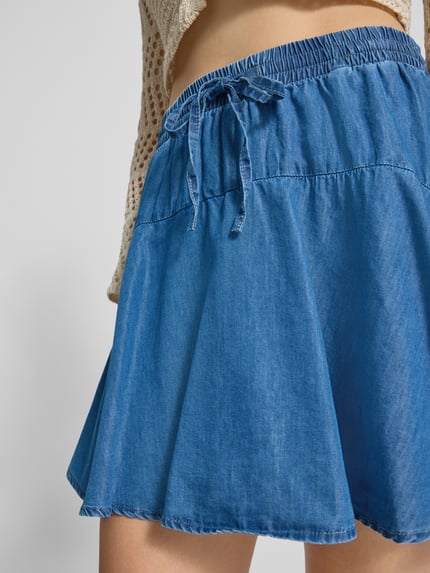 ONLY Ausgestellter Mini-Rock aus Baumwoll-Lyocell-Mix Modell 'NALA-BEA' Jeansblau 3