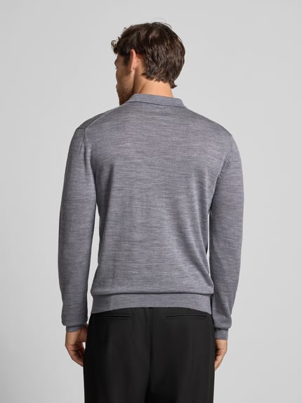 Manuel Ritz Regular Fit Poloshirt aus Schurwolle Hellgrau 5