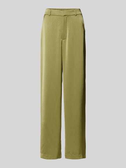 Produktfoto, Straight Fit stoffen broek uit satijn Model 'Emmett' van Neo Noir in lichtgroen met steekzakken, elastische materiaalmix, haak- en ritssluiting, bandwijdte maat 36: 37 cm, binnenbeenlengte 80 cm