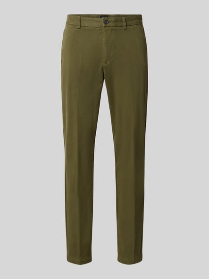 Produktfoto, olivgrüne Regular Fit Chino aus Baumwoll-Mix von BOSS, glatte Oberfläche, schmaler Schnitt, Herren Schmale Hose von BOSS