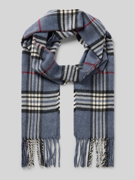 Christian Berg Men Schal mit Fransenabschluss Jeansblau Melange 1