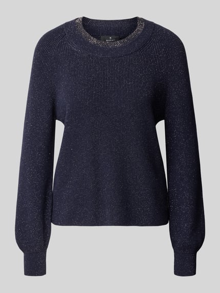 monari Pullover mit schimmerndem Schmuckkragen Dunkelblau 2