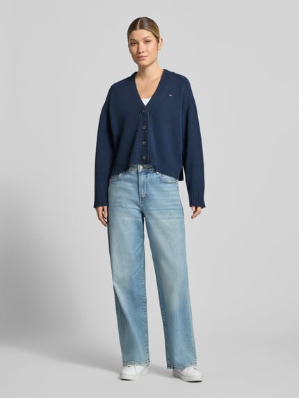 Tommy Hilfiger Relaxed Fit Strickjacke aus reiner Wolle Marine 1