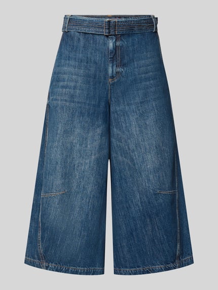Produktfoto, Regular Fit Culotte aus Baumwoll-Mix mit Viskose-Anteil Modell 'EPOCHE' von MAX&Co., Damen Culotte, blauer Denim, grobe Textur, weites Bein