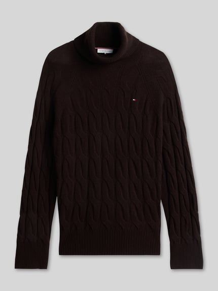 Tommy Hilfiger Relaxed Fit Rollkragenpullover aus reiner Wolle Dunkelbraun 2