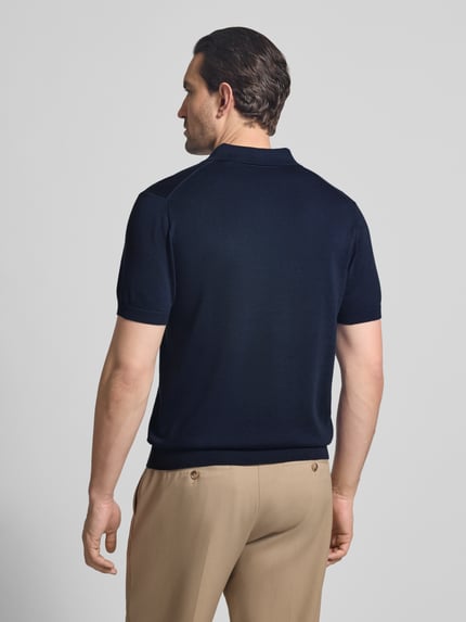 Christian Berg Men Koszulka polo w dzianinowym wyglądzie, krój regular fit Granatowy 5