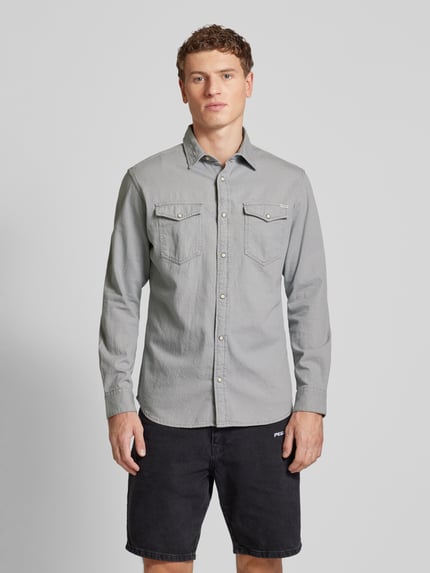 JACK & JONES Slim Fit Freizeithemd mit Kentkragen Modell 'ESHERIDAN' Hellgrau 4