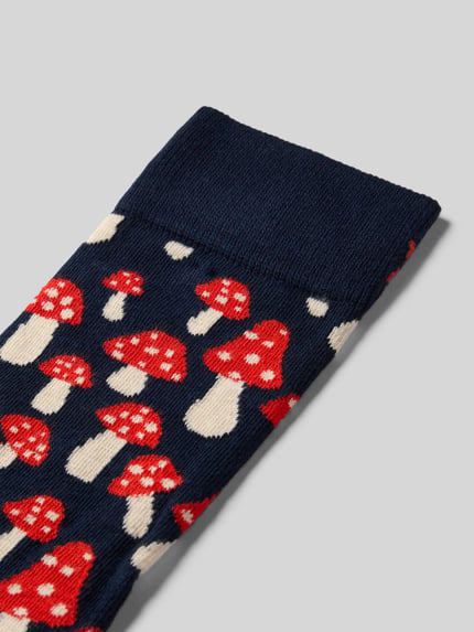 Happy Socks Socken mit Motiv-Stitching Modell 'Mushroom' Black 2