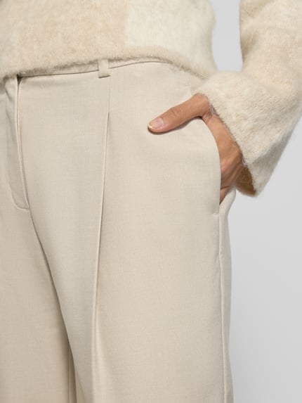 someday. Stoffen broek met bandplooien, model 'Catsby' Beige gemêleerd - 3