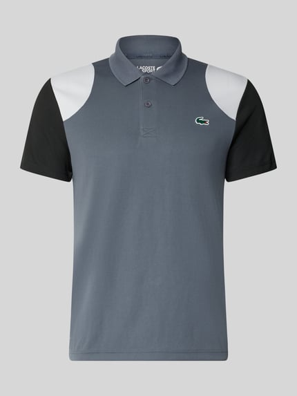 Produktfoto, Regular Fit Sport-T-Shirt im Colorblock-Design von Lacoste in Blau, Weiß und Schwarz mit glatter Textur, Herren Sport-T-Shirt von Lacoste Sport