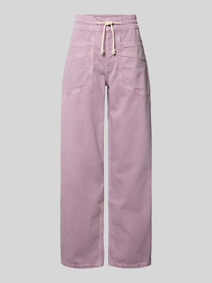 Produktfoto, Jeans mit elastischem Bund Modell 'FIMA' von Bash, bawełna z lnem, krój relaxed fit, kolor liliowy, szerokość w rozmiarze 36: 36 cm, długość nogawki od wewnątrz w rozmiarze 36: 78 cm, tunelik w pasie