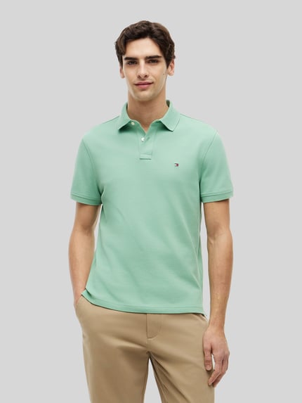 Tommy Hilfiger Regular Fit Poloshirt aus Baumwoll-Mix Hellgruen 4