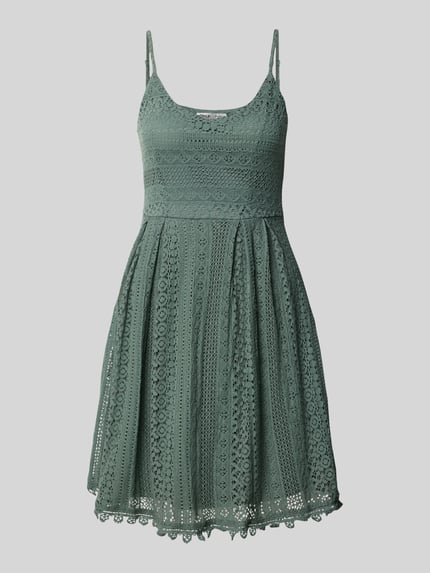 Produktfoto, tailliertes jurk met bandjes Tailliertes Trägerkleid aus Baumwoll-Mix Modell 'HELENA' van Only, look: effen, getailleerd, minilengte, henley-hals, grafisch dessin, naadritssluiting, katoenmix