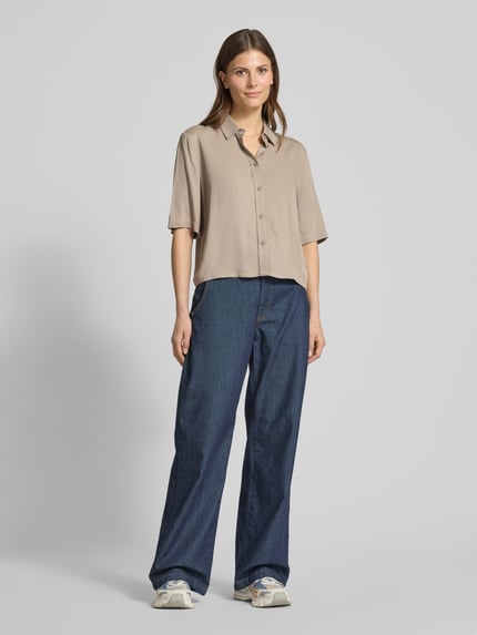Jake*s Studio Woman Regular fit overhemdblosue met 1/2-mouwen Taupe - 1