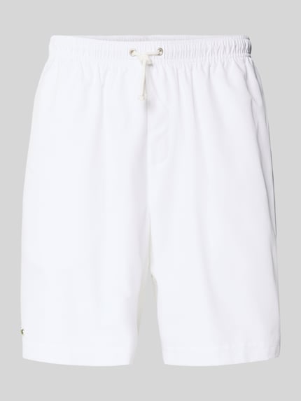 Produktfoto, Relaxed Fit Sport-Shorts mit Logo-Stitching von Lacoste Sport in Optik: Unifarben, Passform: Relaxed Fit, elastischer Bund, Tunnelzug, seitliche Eingrifftaschen