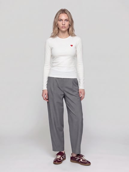 VERO MODA Langarmshirt mit kleinem Herz-Detail Weiss 1
