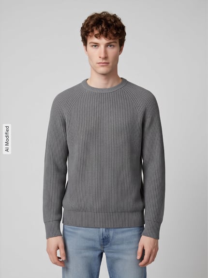 Selected Regular Fit Pullover aus reiner Baumwolle Modell 'BRAUN' Hellgrau Melange 4