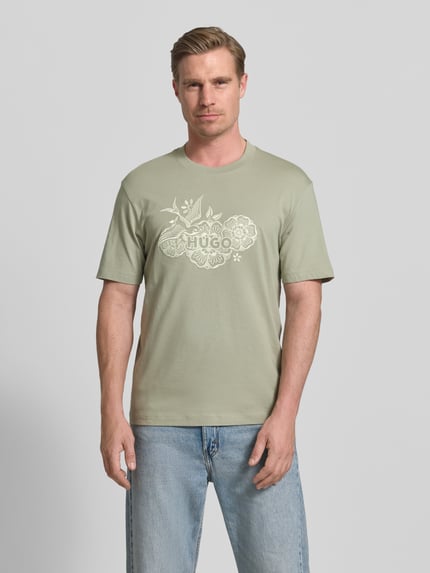 HUGO męski t-shirt o kroju regular fit z czystej bawełny model 'DANGEN' Miętowy 4
