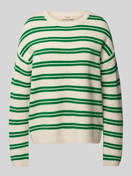 MOS MOSH Relaxed Fit Strickpullover aus Woll-Mix mit Kamelhaar-Anteil Modell 'Khai' Gruen 2
