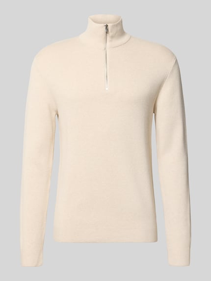 JACK & JONES Slim Fit Strickpullover aus reiner Baumwolle Modell 'MILANO' Offwhite 1