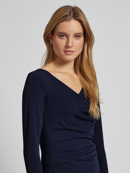 Vera Mont Knielange cocktailjurk met draperingen Donkerblauw - 3