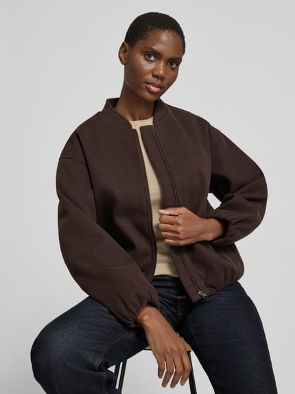 ICHI Jacke mit Stehkragen und Reißverschluss Modell 'JANNET' Dunkelbraun 3