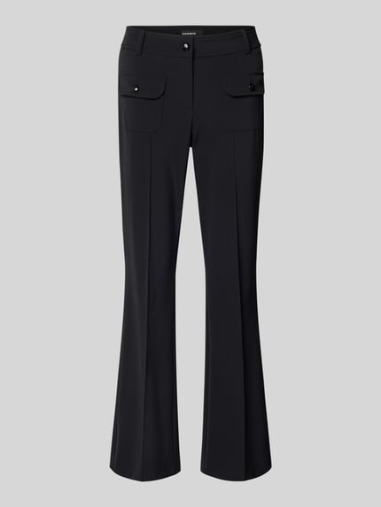 Produktfoto, Flared Fit Stoffhose mit Pattentaschen Modell 'Farah' von Cambio aus elastischem Material-Mix in Schwarz, Ziernähte, glatte Textur