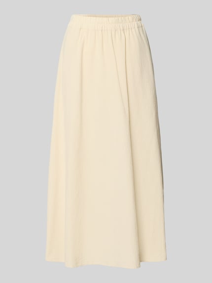 Productfoto, maxirok van puur katoen model 'CISSIE' van Soyaconcept in creme, A-lijn, elastische band, zij-steekzakken, maxilengte