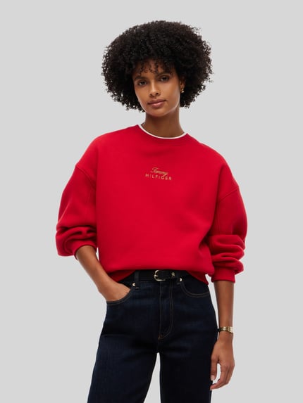Tommy Hilfiger Sweatshirt mit Logo-Schriftzug Dunkelrot 4