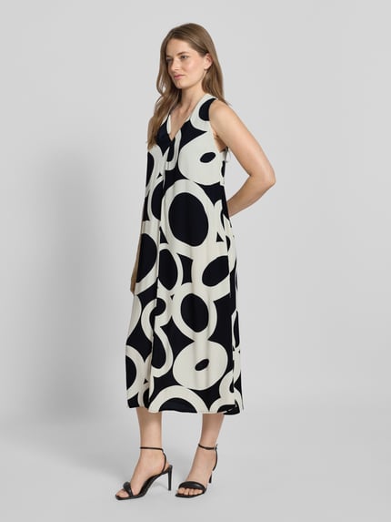 someday. Midikleid aus Viskose mit V-Ausschnitt Modell 'Qedira print' Black 1