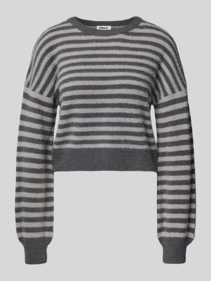 ONLY Relaxed Fit Strickpullover mit Allover-Muster Modell 'PIUMO' Hellgrau 2