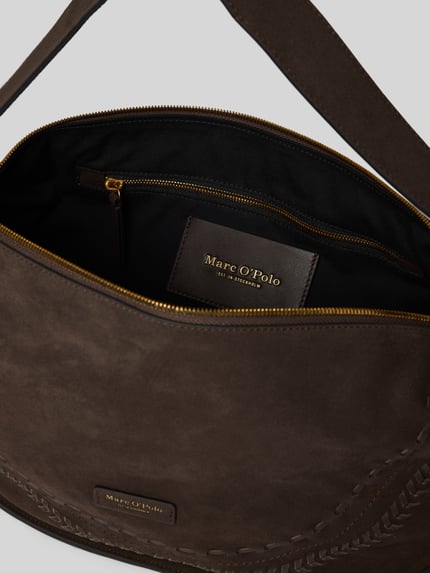 Produktfoto, Henkeltasche aus echt kalbsleer van Marc O'Polo in effen kleuren, ritssluiting, hoofdvak, ritsvak binnen, siernaden, labelpatch, draagband, materiaalverwerking velours