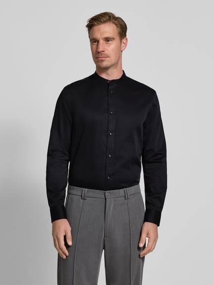 Jake*s Relaxed Fit Business Hemd mit Stehkragen Black 4