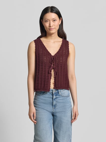 ICHI Strickweste mit Schnürung Modell 'DOSIA' Bordeaux 4