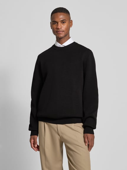 HUGO Loose Fit Strickpullover aus reiner Baumwolle Modell 'SAN CELLY' Black 4