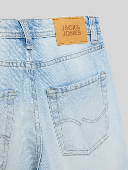 Productfoto, lichtblauwe Jeans met Labeldetail Model 'DAVE' van JACK & JONES, puur katoen, relaxed fit, steekzakken, kindercollectie