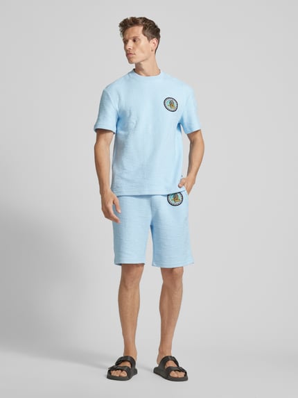 Carlo Colucci Regular Fit Shorts mit Label-Patch Hellblau 1