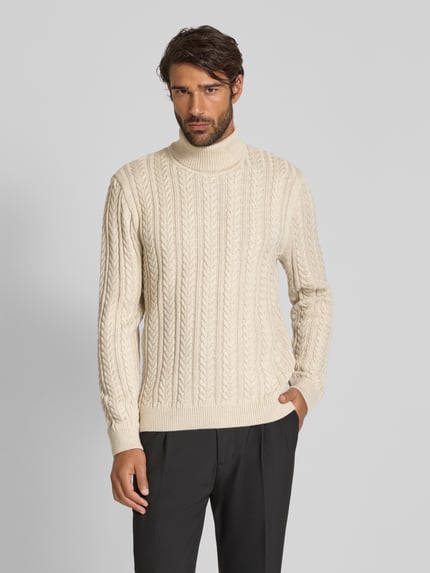 JACK & JONES Premium Coltrui met kabelpatroon Offwhite gemêleerd - 4